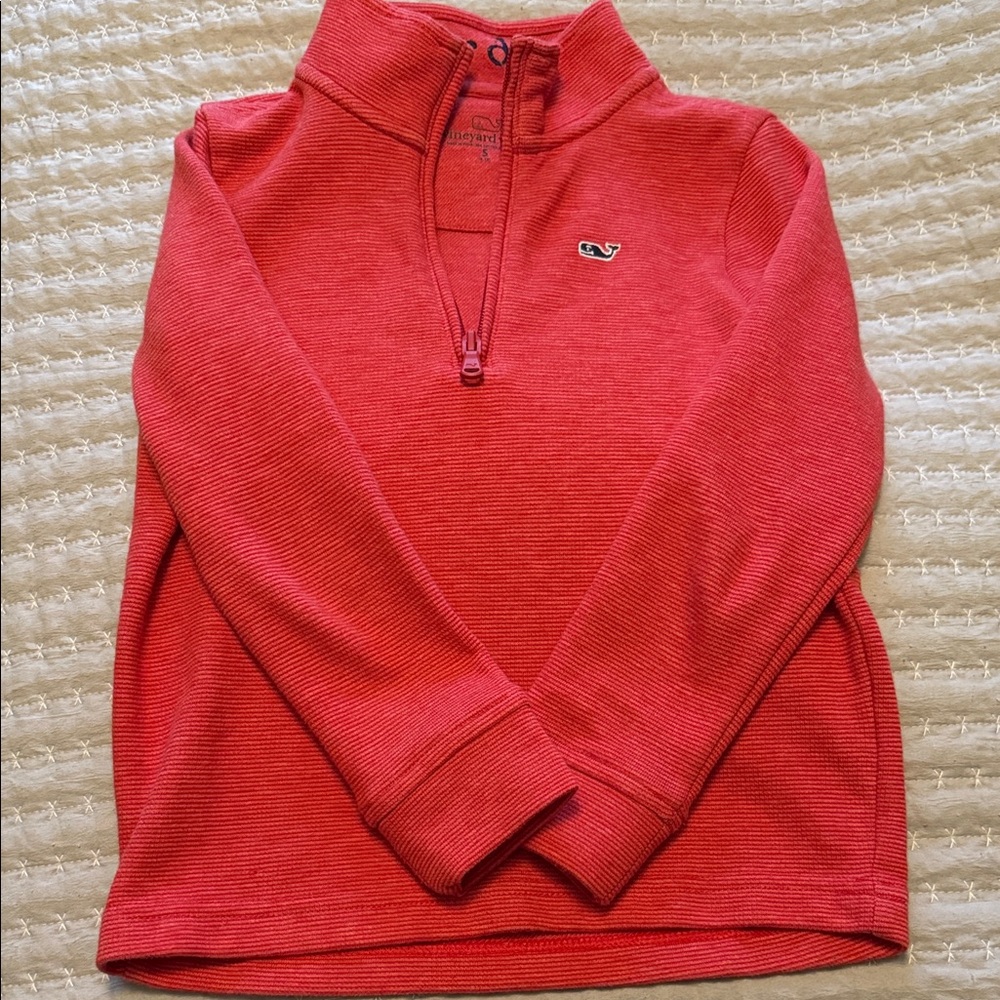 Vineyard Vines Boys Red Quarter-Zip Pullover Size Small (8-10)